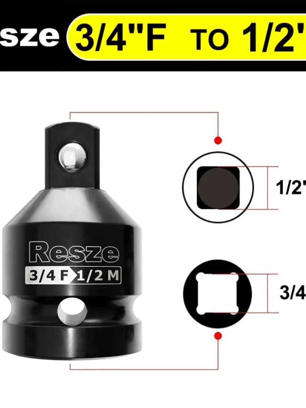Resze 2PCS Impact Socket Adapter and Reducer Set,3/4
